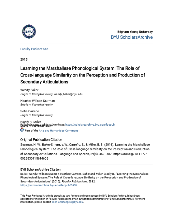 (PDF) Learning the Marshallese Phonological System: The Role of Cross ...