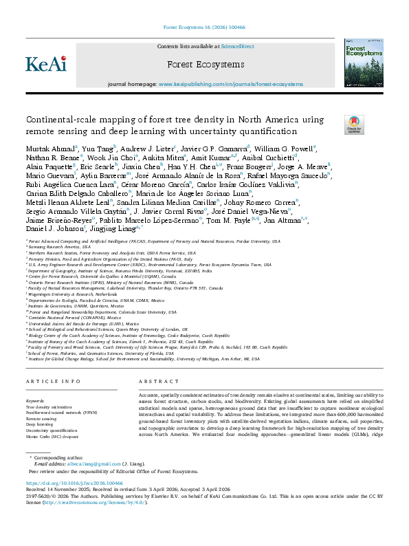 (PDF) Continental-scale mapping of forest tree density in North America ...