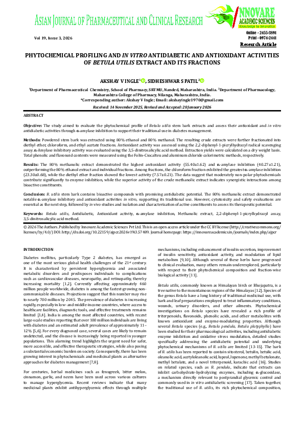 (PDF) PHYTOCHEMICAL PROFILING AND IN VITRO ANTIDIABETIC AND ANTIOXIDANT ...