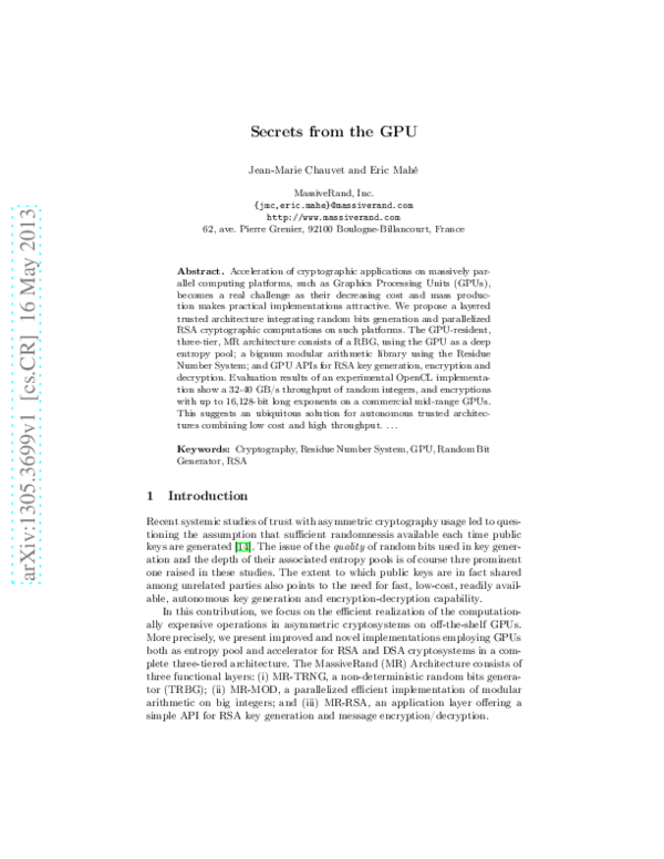(PDF) Secrets from the GPU