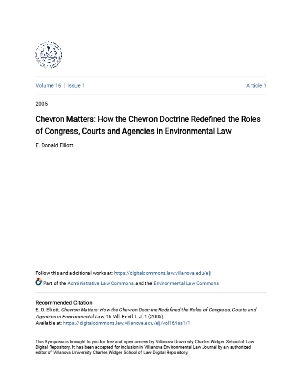 (PDF) Chevron Matters: How the Chevron Doctrine Re-Defined the Roles of ...