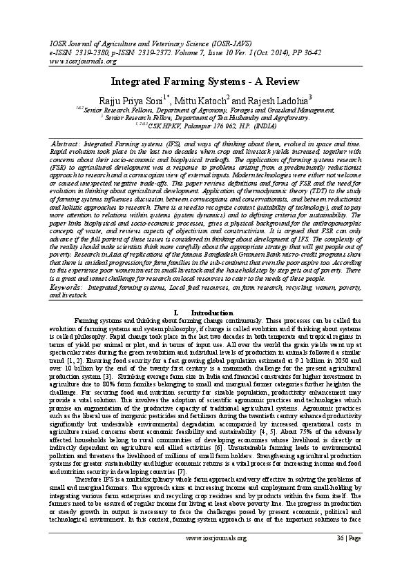 (PDF) Integrated Farming Systems - A Review