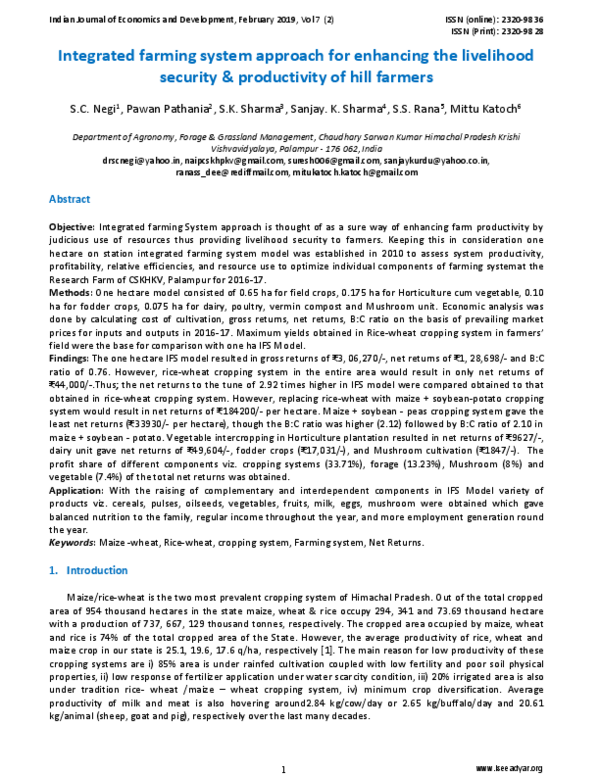 (PDF) Integrated farming system approach for enhancing the livelihood ...