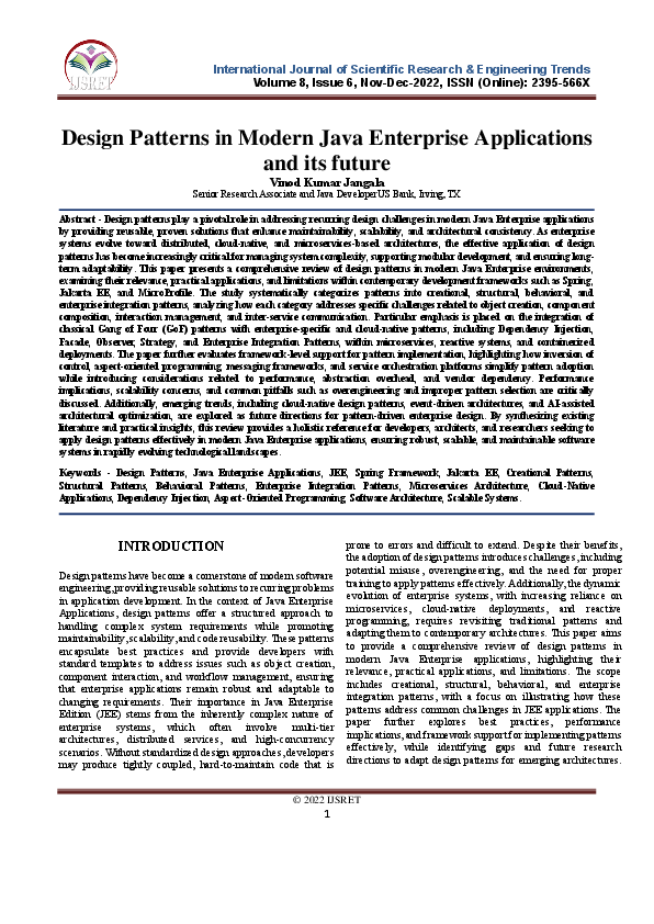 (PDF) Design Patterns in Modern Java Enterprise Applications and its future