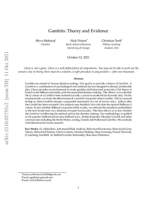 (PDF) Gambits: Theory and evidence