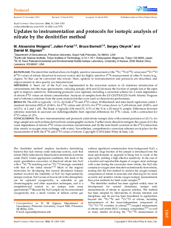 (PDF) Updates to instrumentation and protocols for isotopic analysis of ...