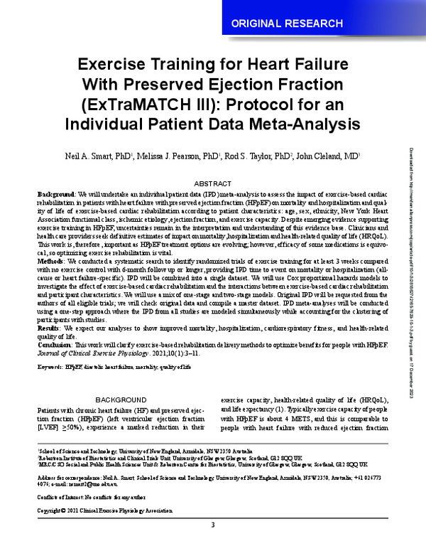 (PDF) Exercise Training for Heart Failure With Preserved Ejection ...