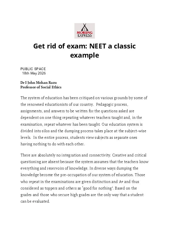 (PDF) Get rid of exam: NEET a classic example