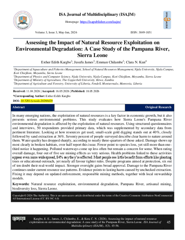(PDF) Assessing the Impact of Natural Resource Exploitation on ...