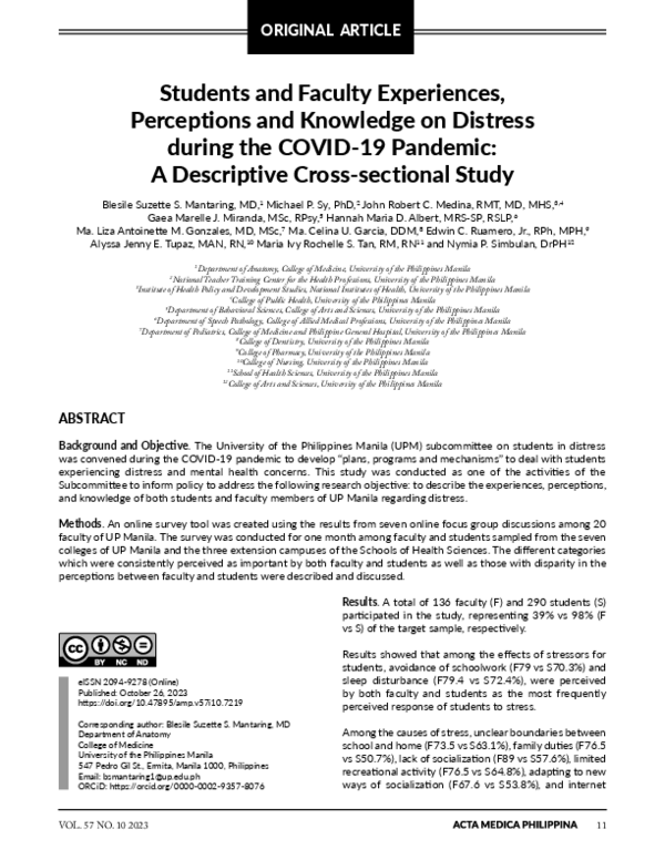 (PDF) Students and Faculty Experiences, Perceptions and Knowledge on ...