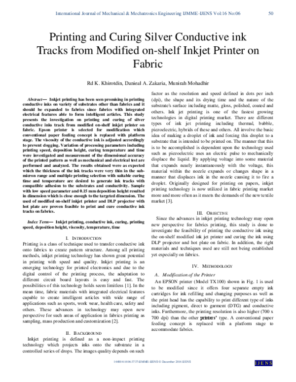 (PDF) Printing and curing silver conductive ink tracks from modified on ...