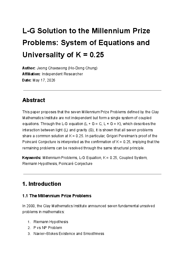 (PDF) L-G Solution to the Millennium Prize Problems : System of ...