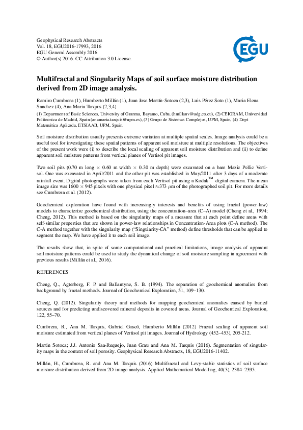 (PDF) Multifractal and Singularity Maps of soil surface moisture ...