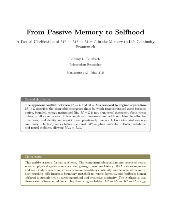 (PDF) From Passive Memory to Selfhood A Formal Clarification of M p → M ...