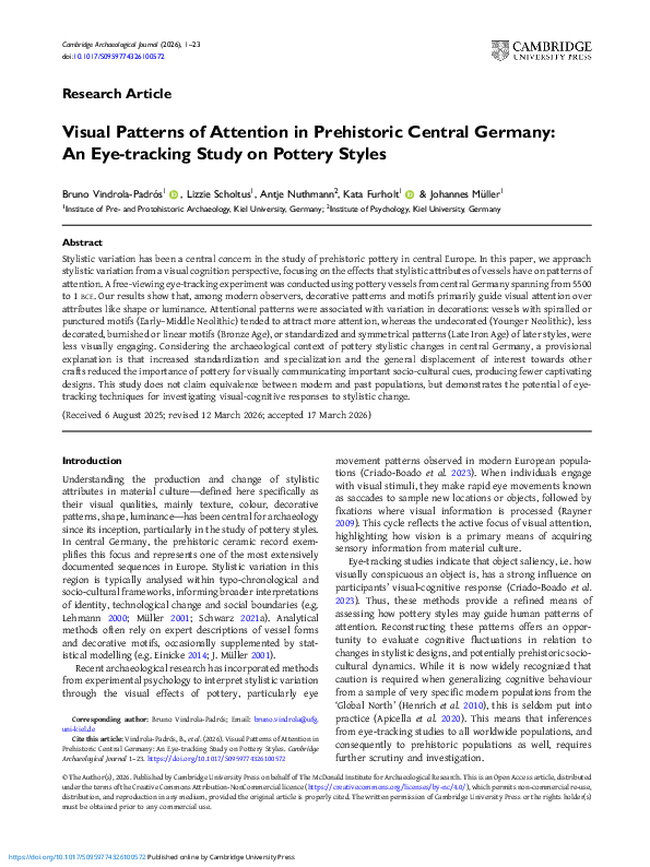 (PDF) Visual Patterns of Attention in Prehistoric Central Germany: An ...