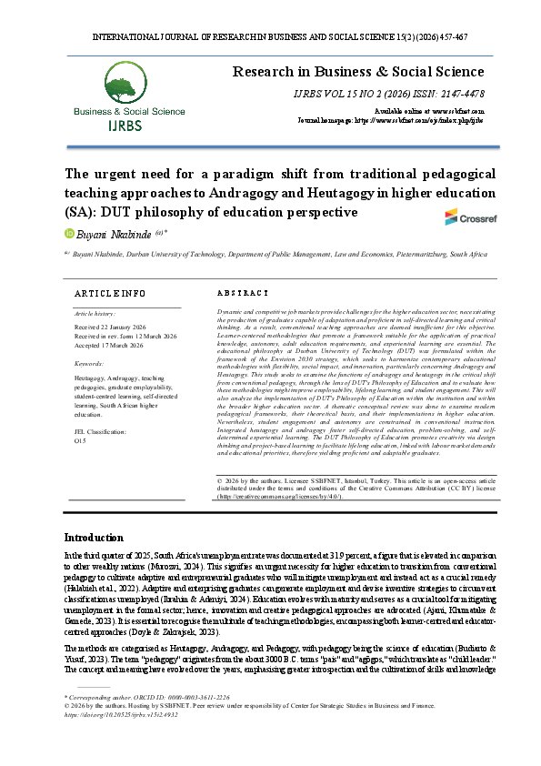 (PDF) The urgent need for a paradigm shift from traditional pedagogical ...