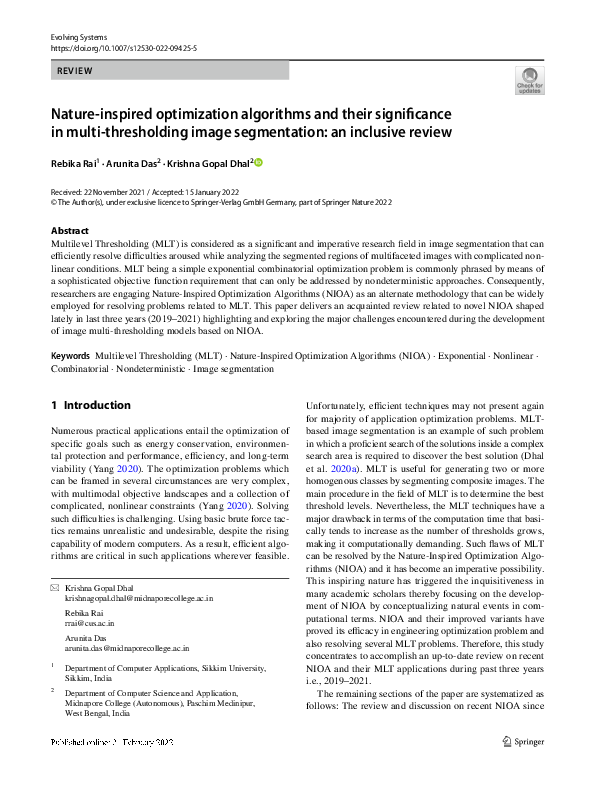 (PDF) Nature-inspired optimization algorithms and their significance in ...