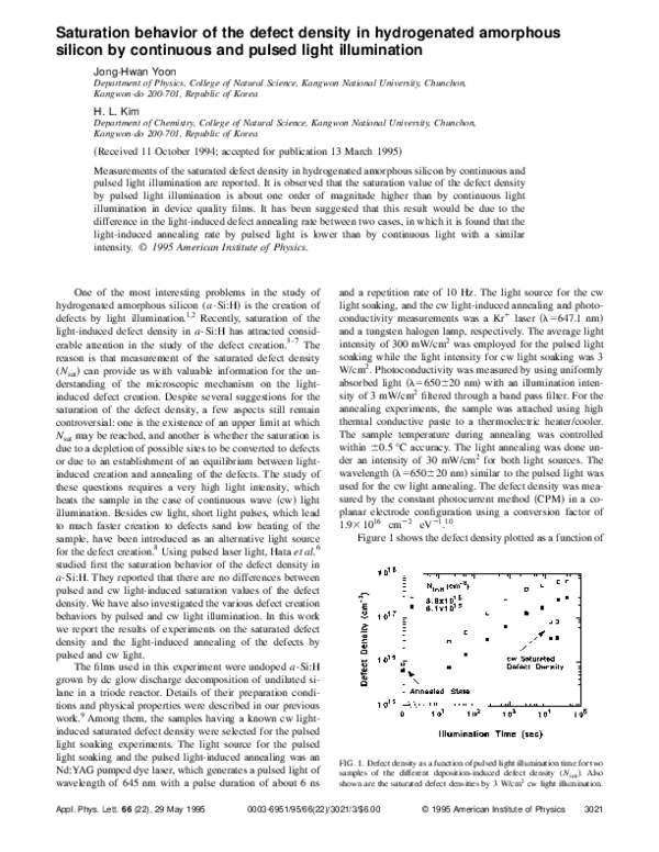 (PDF) Saturation behavior of the defect density in hydrogenated ...