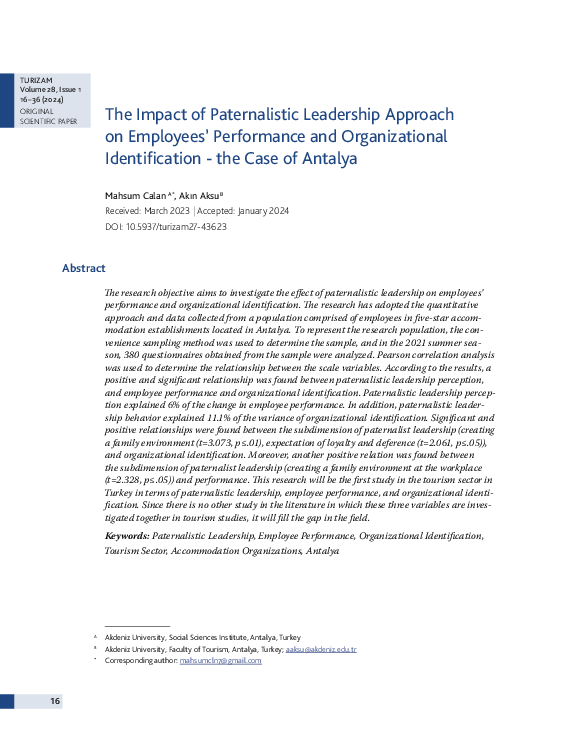 (PDF) The impact of paternalistic leadership approach on employees ...