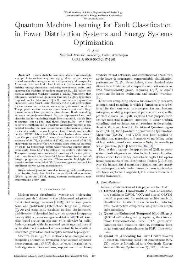 (PDF) Quantum Machine Learning for Fault Classification in Power ...