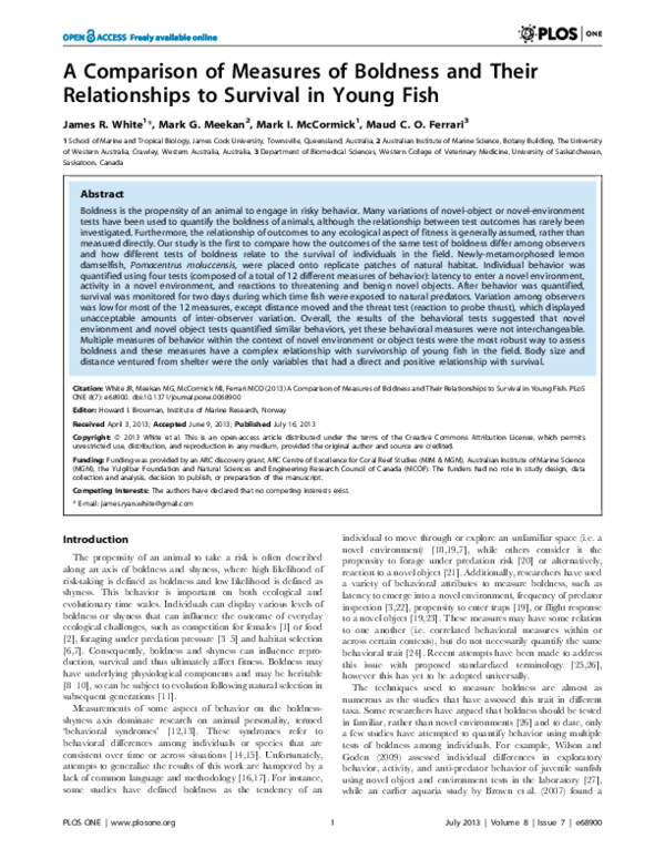 (PDF) A Comparison of Measures of Boldness and Their Relationships to ...