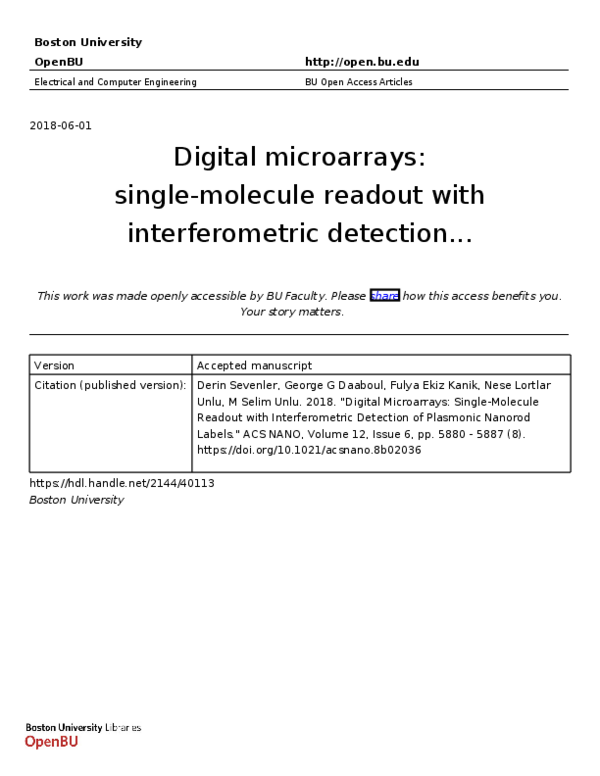(PDF) Digital Microarrays: Single-Molecule Readout with Interferometric ...