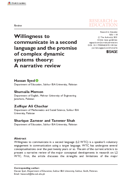 (PDF) Willingness to communicate in a second language and the promise ...