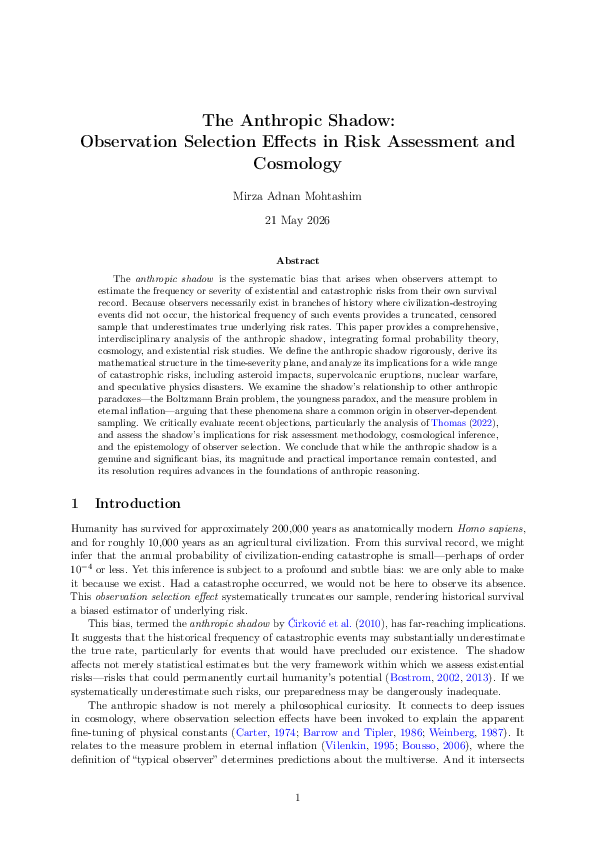 (PDF) The Anthropic Shadow: Observation Selection Effects in Risk ...