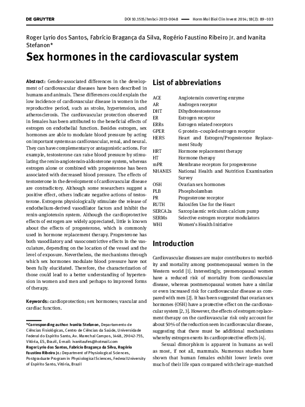 (PDF) Sex hormones in the cardiovascular system