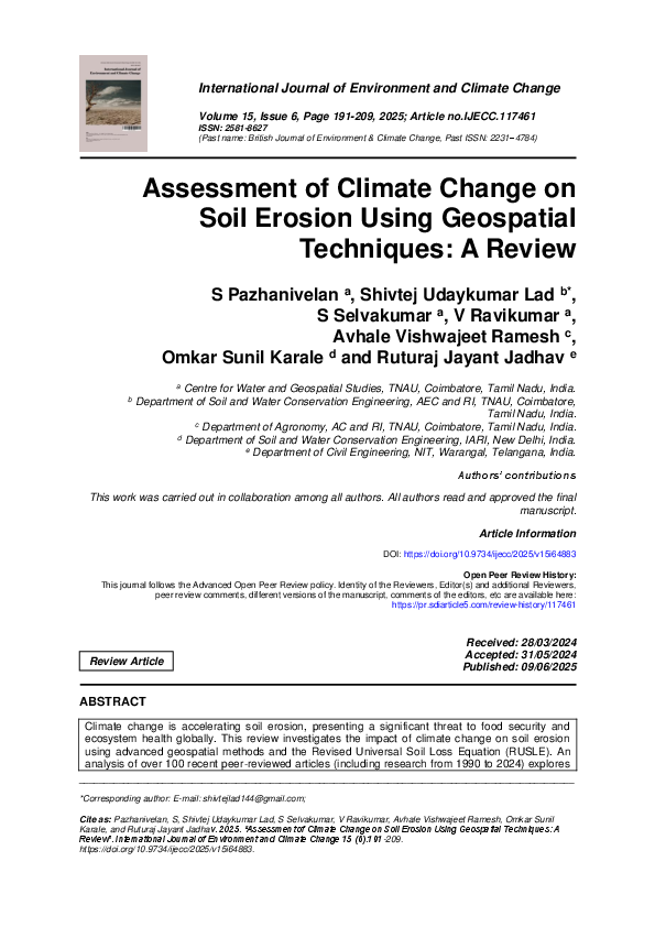 (PDF) Assessment of Climate Change on Soil Erosion Using Geospatial ...