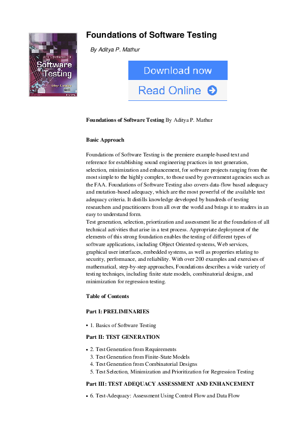 (PDF) Foundations of Software Testing