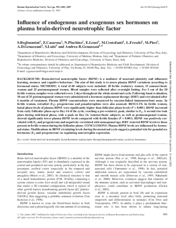 (PDF) Influence of endogenous and exogenous sex hormones on plasma ...