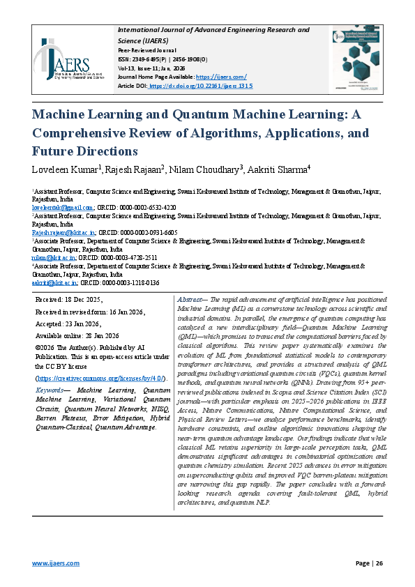(PDF) Machine Learning and Quantum Machine Learning: A Comprehensive ...