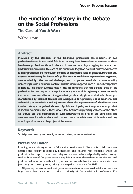 (PDF) The Function of History in the Debate on the Social Professions ...