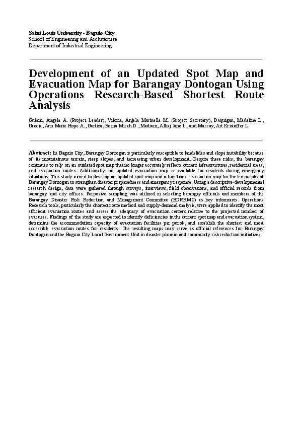 (PDF) Development of an Updated Spot Map and Evacuation Map for ...