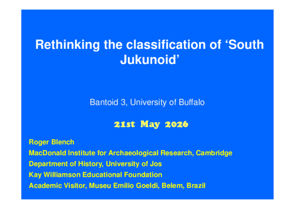 (PDF) Blench Bantoid May 2026 Jukunoid
