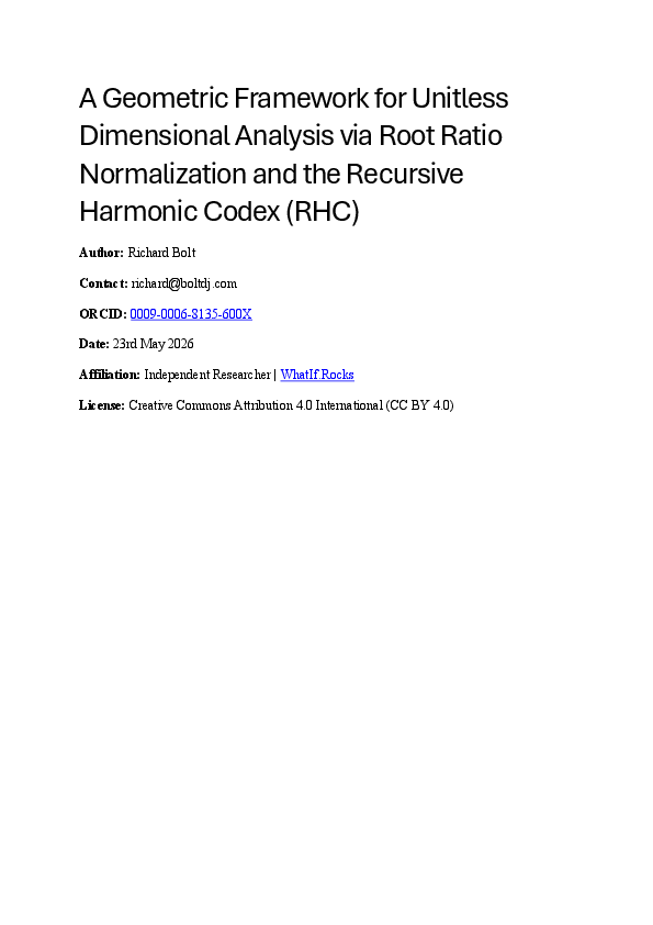 (PDF) A Geometric Framework for Unitless Dimensional Analysis via Root ...
