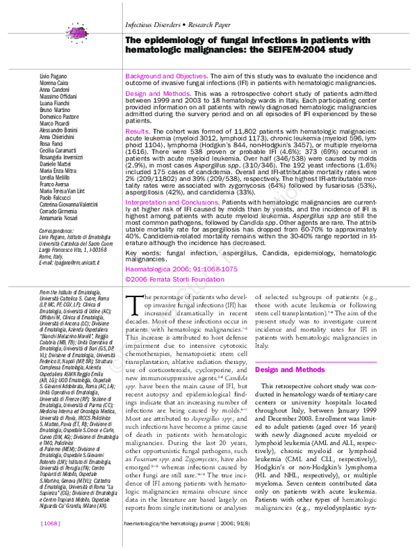 (PDF) The epidemiology of fungal infections in patients with ...