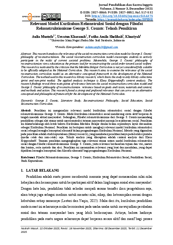 (PDF) Relevansi Model Kurikulum Rekonstruksi Sosial dengan Filsafat ...