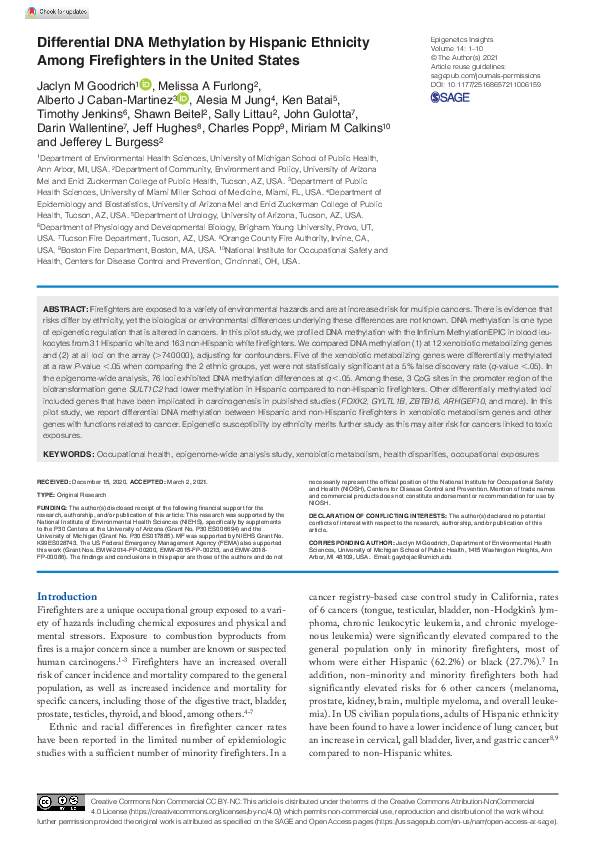 (PDF) Differential DNA Methylation by Hispanic Ethnicity Among ...