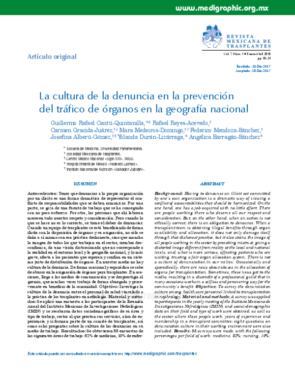 (PDF) The culture of denunciation in the prevention of organ ...