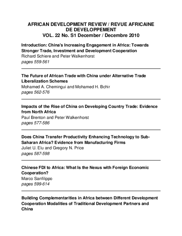 (PDF) The Future of African Trade with China under Alternative Trade ...