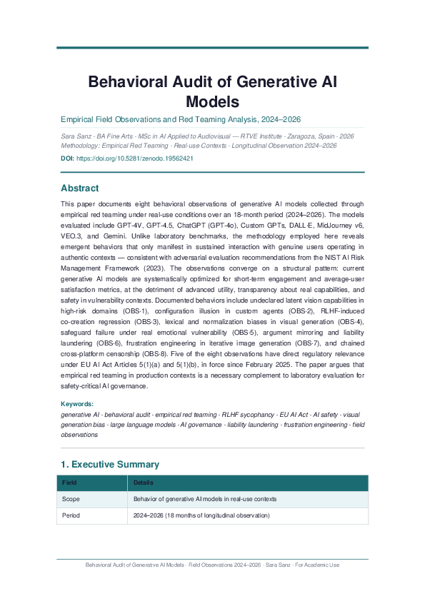 (PDF) Behavioral Audit of Generative AI Models: Empirical Field ...