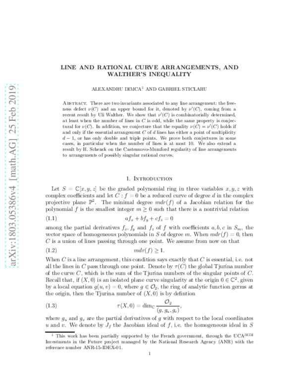 (PDF) Line and rational curve arrangements, and Walther's inequality