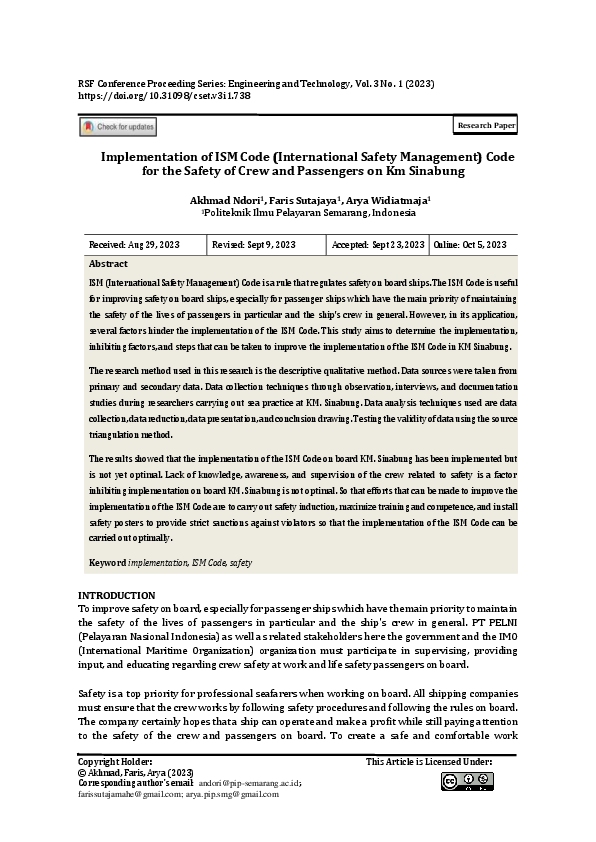 (PDF) Implementation of ISM Code (International Safety Management) Code ...