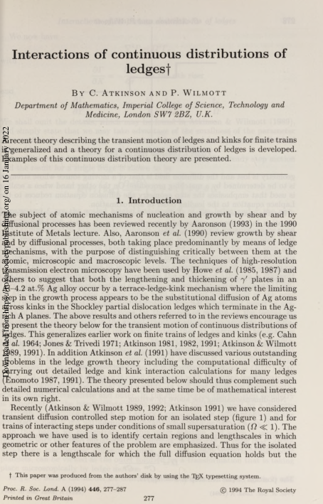 (PDF) Interactions of continuous distributions of ledges