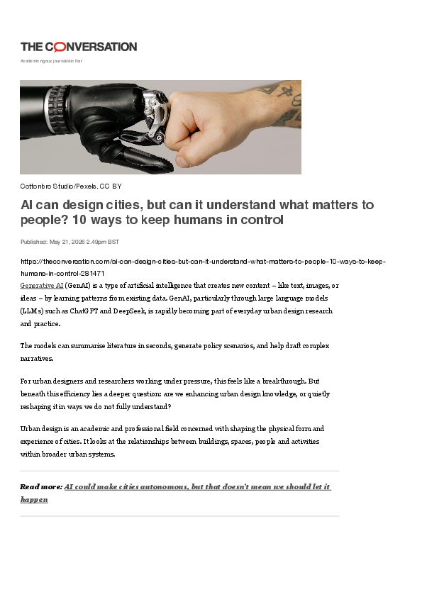 (PDF) AI can design cities but can it understand what matters to people ...