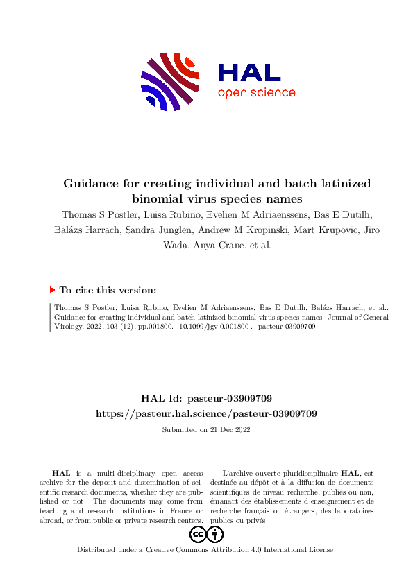 (PDF) Guidance for creating individual and batch latinized binomial ...