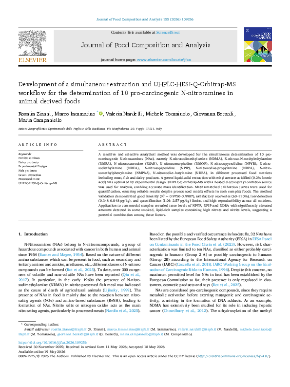(PDF) Development of a simultaneous extraction and UHPLC-HESI-Q ...