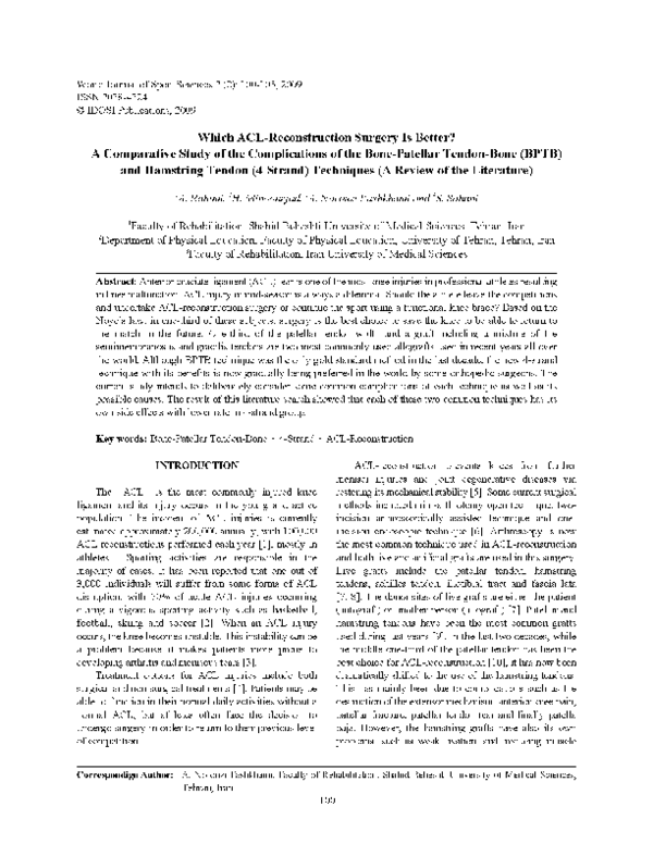 (PDF) Which ACL-Reconstruction Surgery Is Better? A Comparative Study ...
